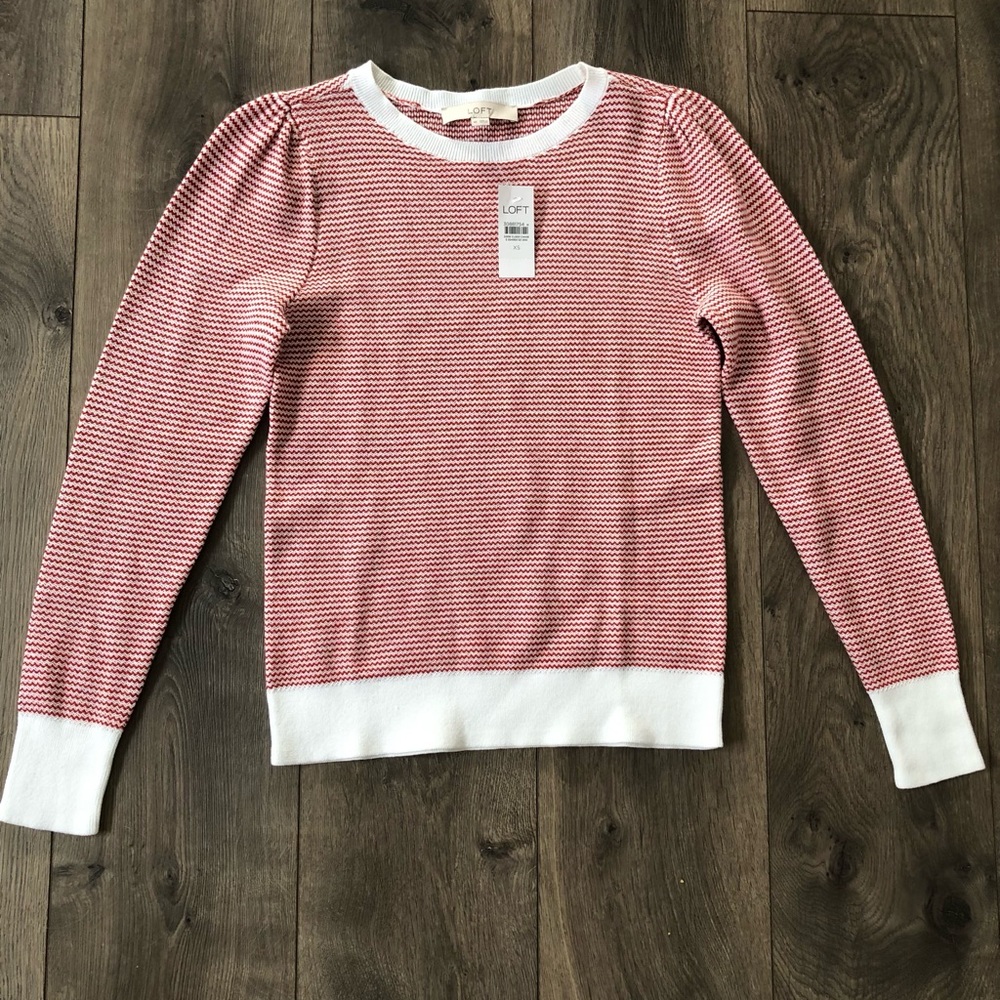 Loft sweater ( off white and red)